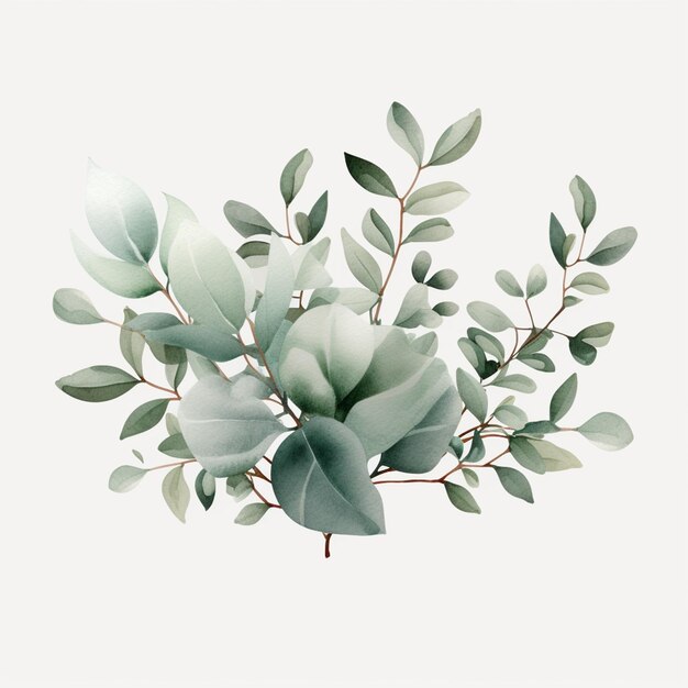 there is a green plant with leaves on a white background generative ai