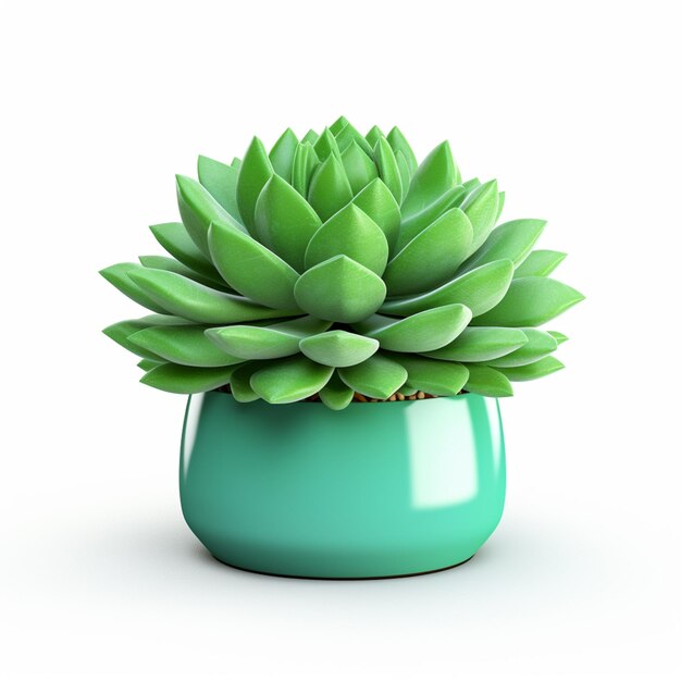 there is a green pot with a plant in it generative ai