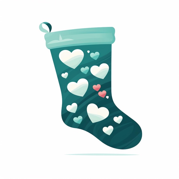 Photo there is a green sock with hearts on it generative ai