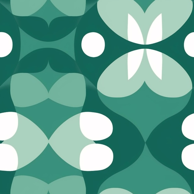 There is a green and white pattern with white flowers on it generative ai