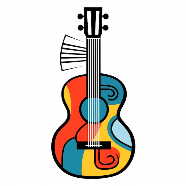 there is a guitar with a colorful design on it generative ai