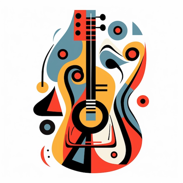 there is a guitar with a musical instrument in the background generative ai