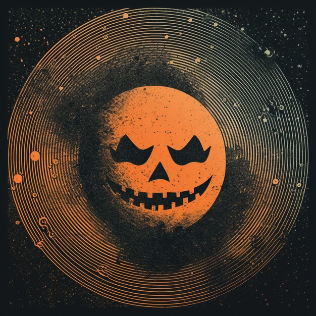 Photo there is a halloween pumpkin with a scary face on it generative ai