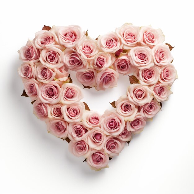 there is a heart made of roses on a white surface generative ai