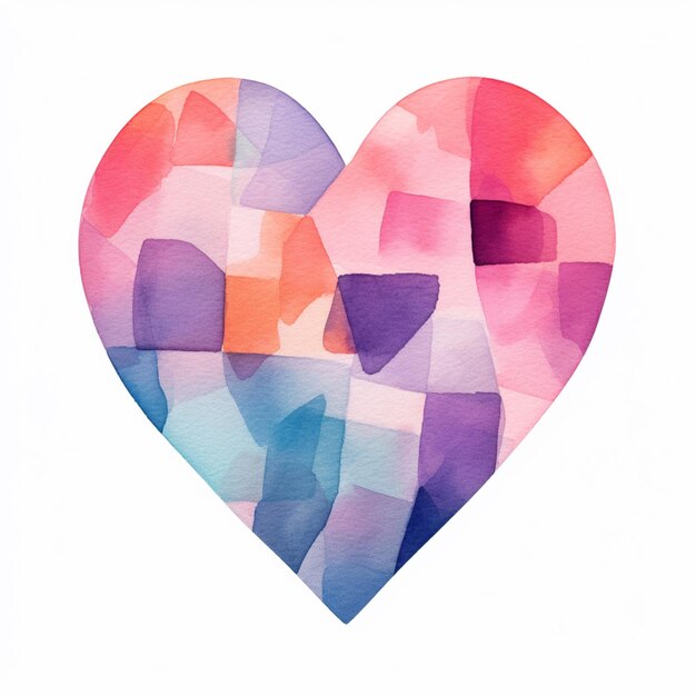 There is a heart made of squares and shapes painted on a white background generative ai