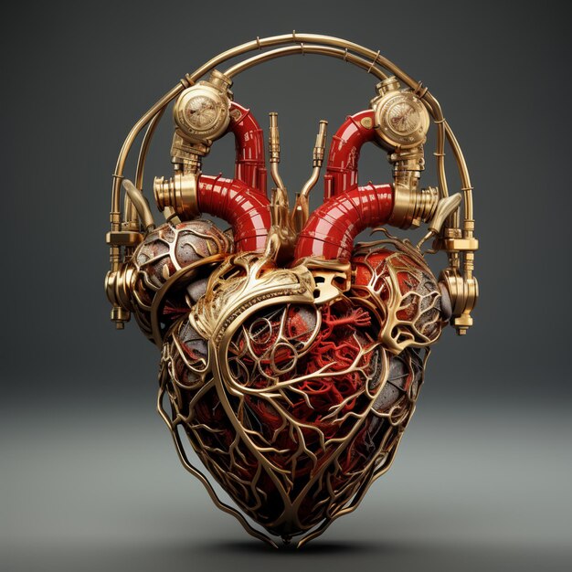 Photo there is a heart made of wires and wires with a clock on top generative ai