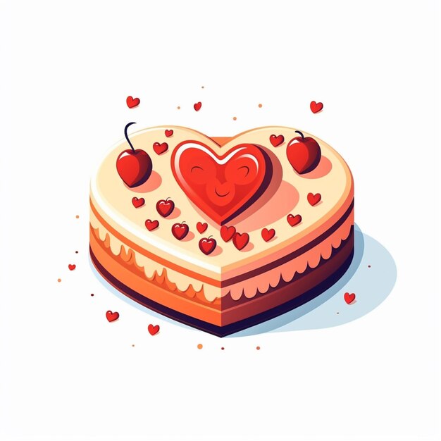 there is a heart shaped cake with cherries on top generative ai