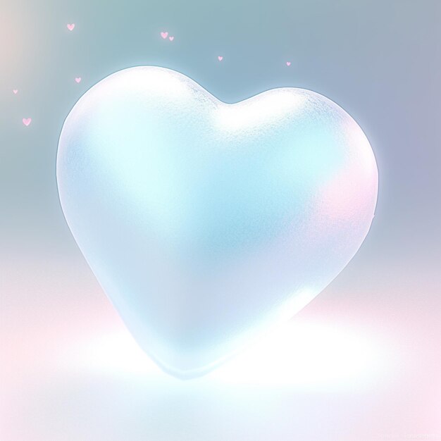 There is a heart shaped ice block on a blue background generative ai