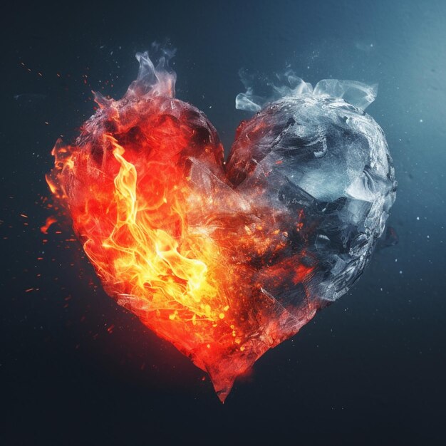 there is a heart shaped object with a fire inside of it generative ai