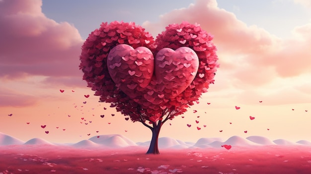 there is a heart shaped tree with many hearts on it generative ai