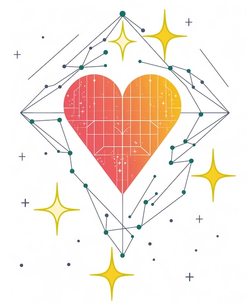 there is a heart with a pattern of stars in the middle generative ai