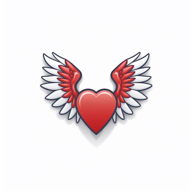 Photo there is a heart with wings on a white background generative ai