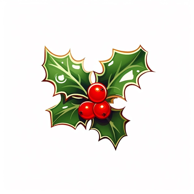 there is a holly leaf with red berries on it generative ai