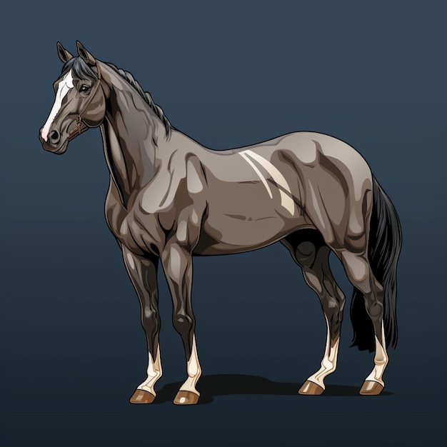 There is a horse standing in front of a dark background generative ai