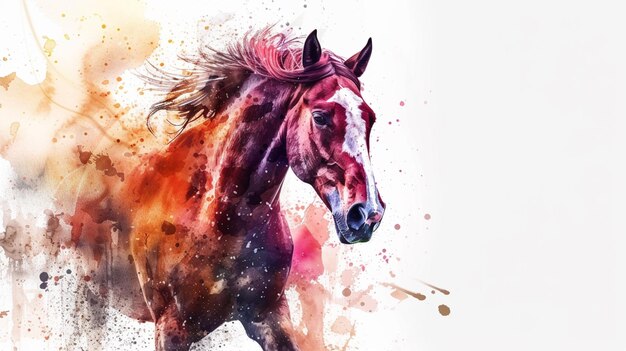 Photo there is a horse that is running in the watercolor generative ai