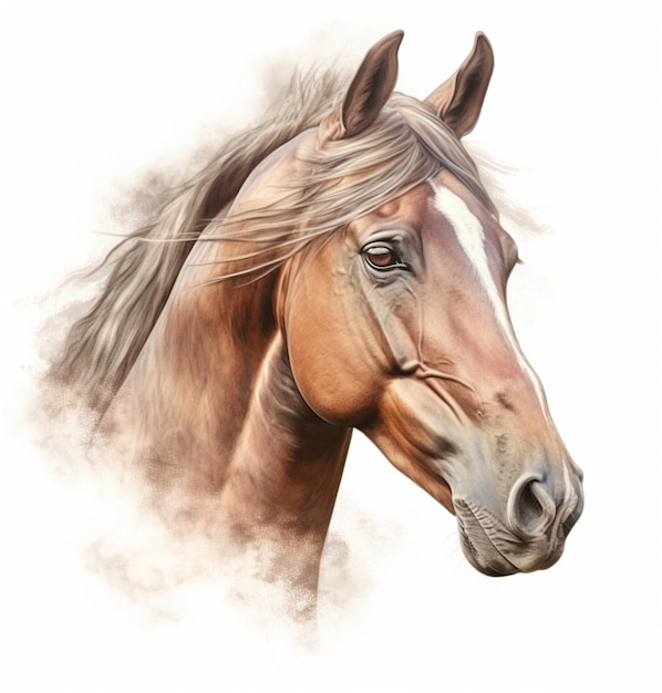 There is a horse that is standing in the fog generative ai