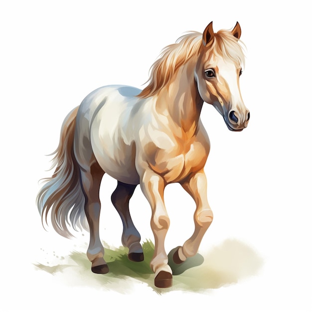 there is a horse that is walking on the grass generative ai