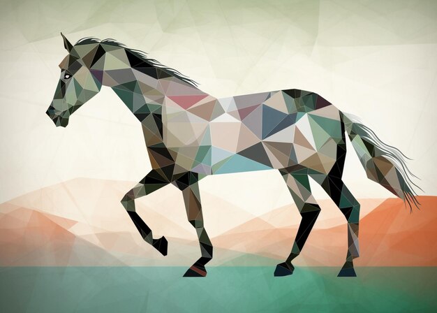 there is a horse that is walking on a green field generative ai