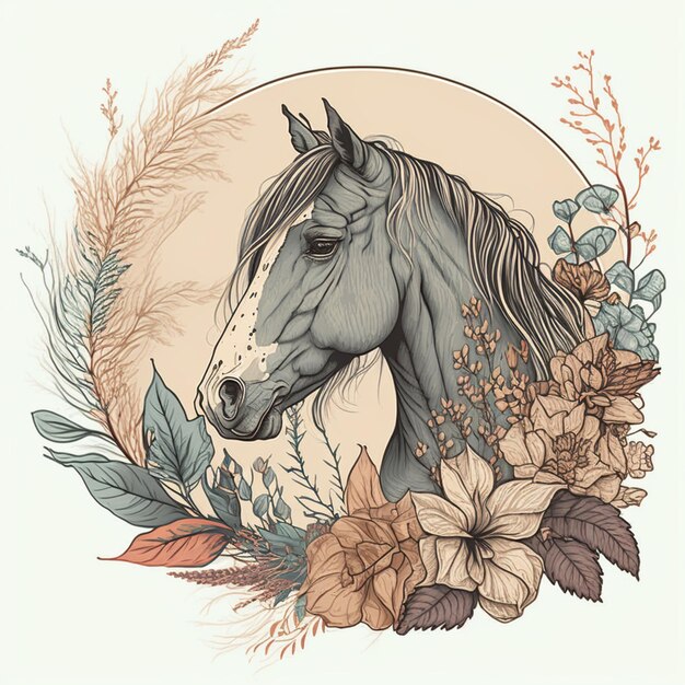 Photo there is a horse with a wreath of flowers on it generative ai