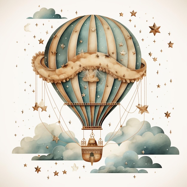 Photo there is a hot air balloon with a star on the top generative ai