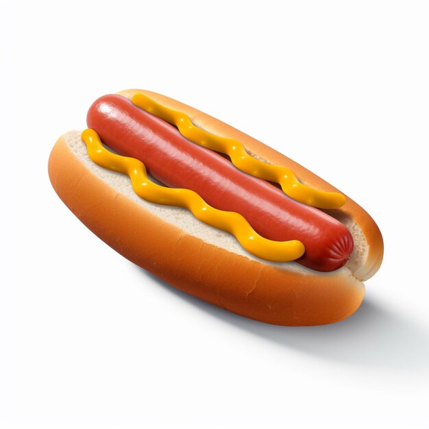 there is a hot dog with mustard and ketchup on it generative ai