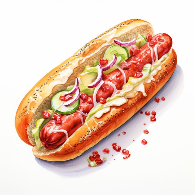 there is a hot dog with tomatoes generative ai