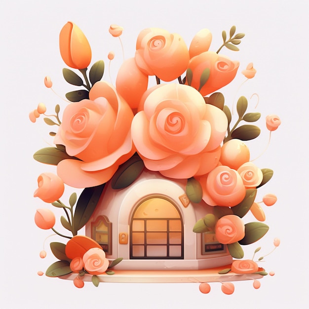 There is a house with a bunch of flowers on it generative ai
