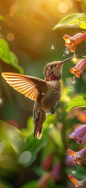 Foto c'è un colibrì che vola nell'aria generativo ai