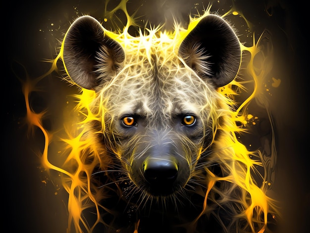 there is a hyena that is in the fire with yellow flames