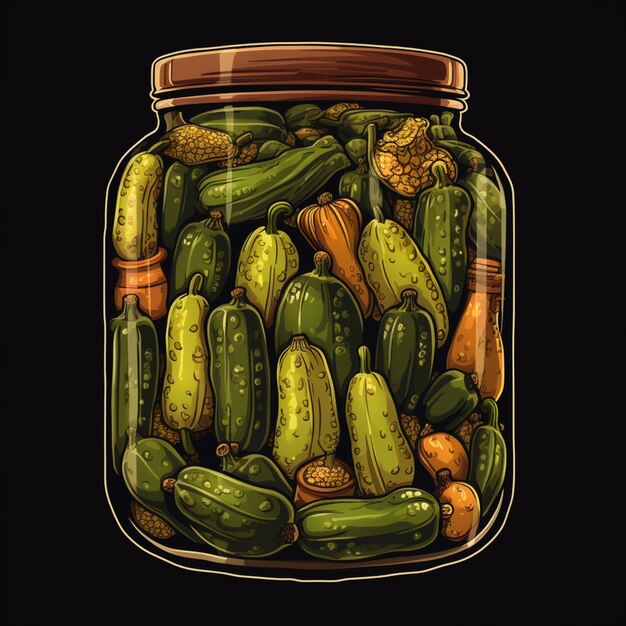 there is a jar of pickles with a lid full of them generative ai