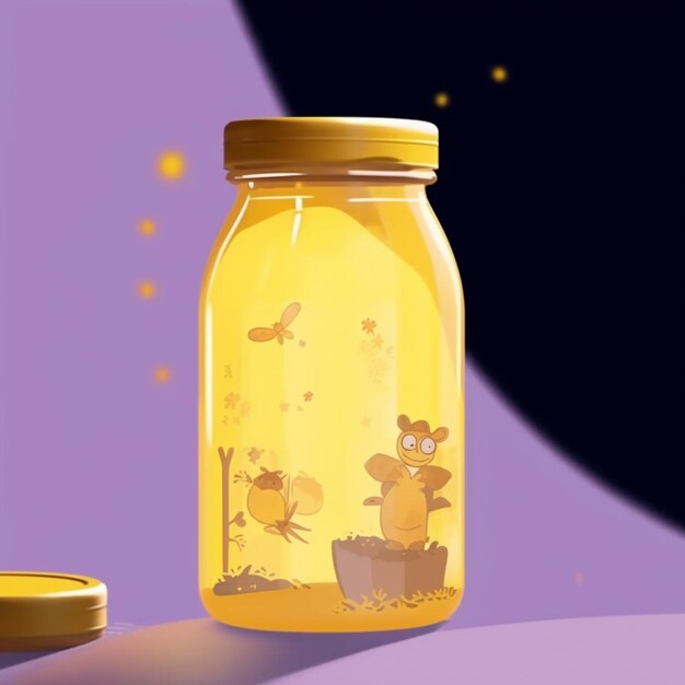 There is a jar with a cartoon bear inside of it generative ai