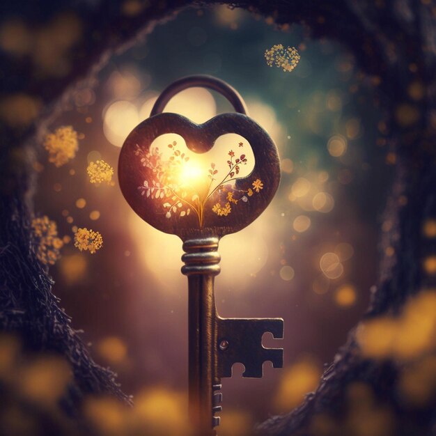 There is a key with a heart shaped keyhole on it generative ai