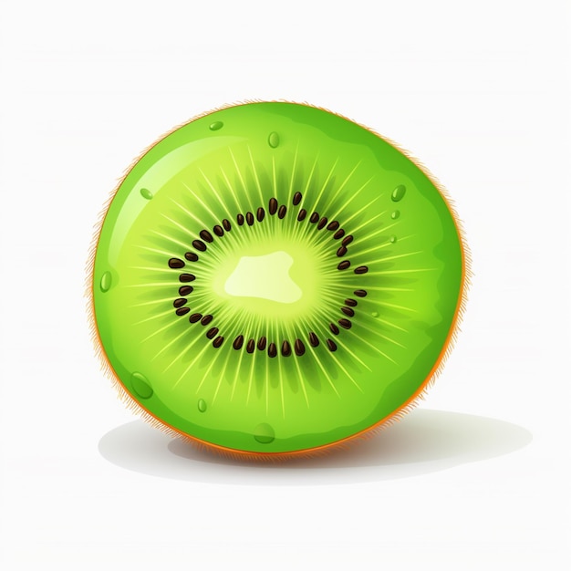 there is a kiwi fruit with a green center on a white background generative ai