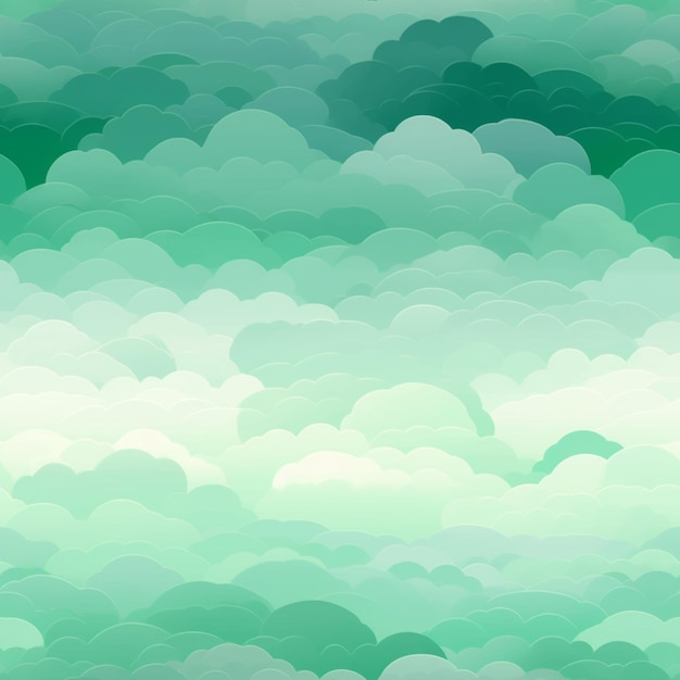 there is a large amount of clouds in the sky with a green background generative ai