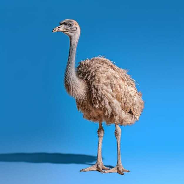 There is a large bird standing on a blue surface generative ai