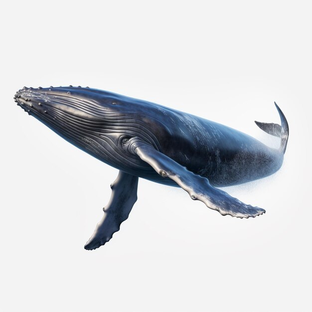 There is a large blue whale that is floating in the air generative ai