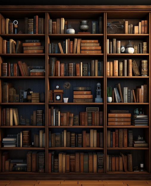 there is a large book shelf with many books on it generative ai