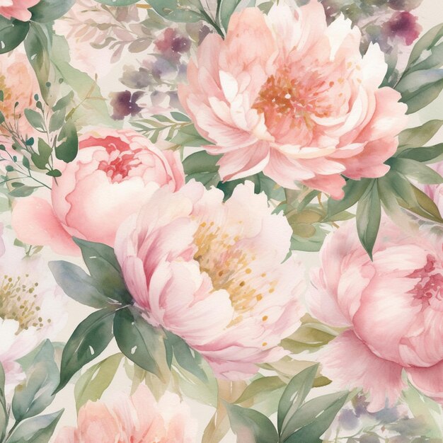 There is a large bouquet of pink flowers on a white background generative ai