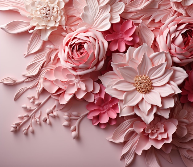 Photo there is a large bouquet of pink flowers on a white surface generative ai