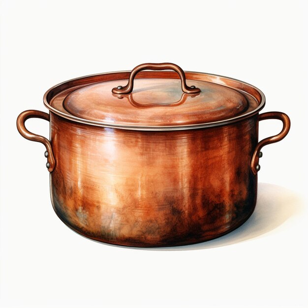 there is a large copper pot with a handle on it generative ai