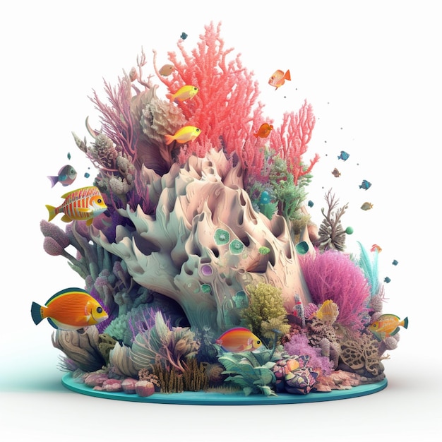 There is a large coral reef with many different types of fish generative ai