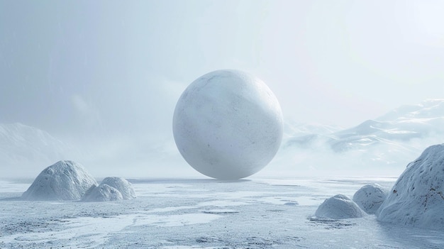 there is a large egg sitting on top of a snowy field generative ai