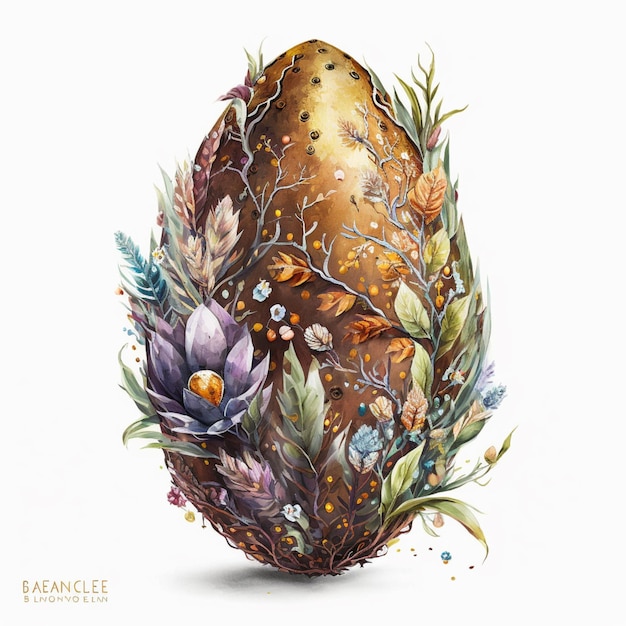 There is a large egg with a floral design on it generative ai