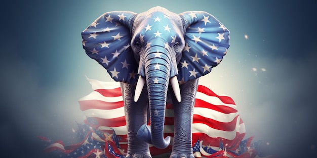 there is a large elephant with a flag on its back generative ai