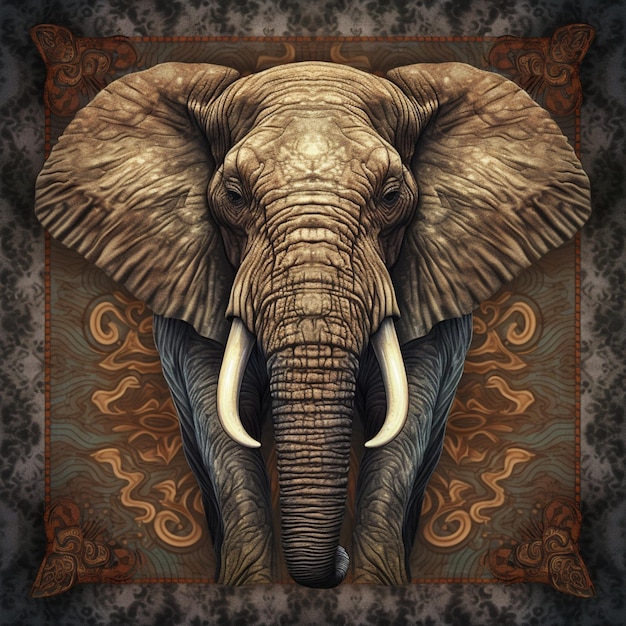 There is a large elephant with tusks and a large tusk generative ai