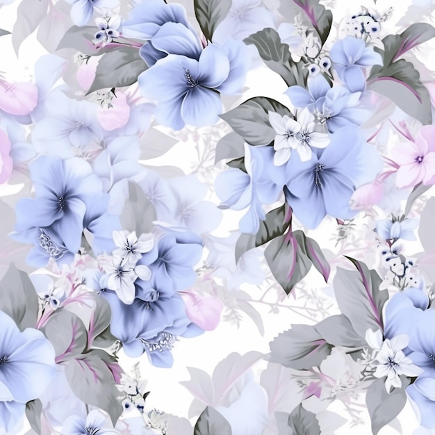 there is a large floral pattern with blue and pink flowers generative ai