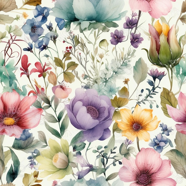 there is a large floral pattern with many different flowers generative ai