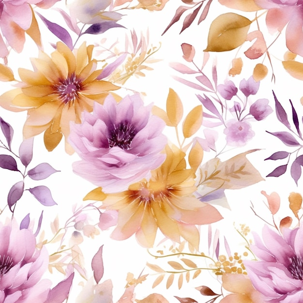 There is a large floral pattern with many flowers on it generative ai