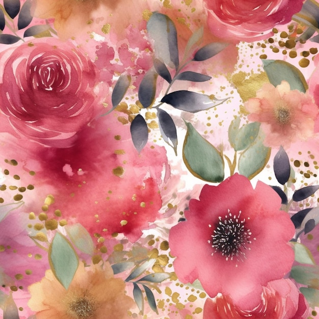 There is a large floral pattern with pink flowers on it generative ai