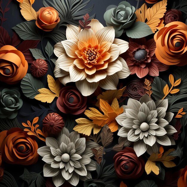 there is a large flower arrangement made of paper flowers generative ai